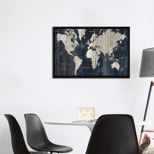 Leinwandbild Old World Map ModernMoments Größe: 66,04 cm H x 101,6 cm B x 3,81 cm T, Format: Schattenfugenrahmen in Schwarz on Productcaster.