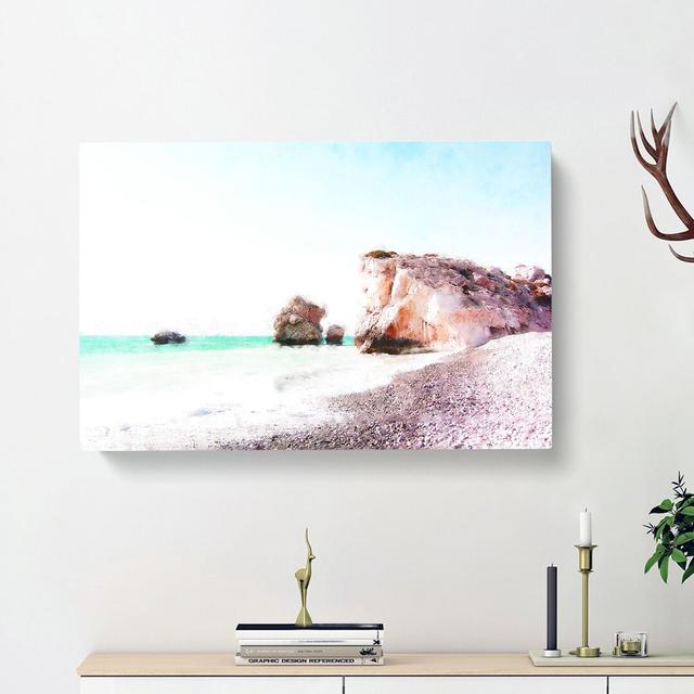 White Sand Beach in Cyprus - Wrapped Canvas Photograph Print East Urban Home Size: 40cm H x 60cm W x 3cm D on Productcaster.