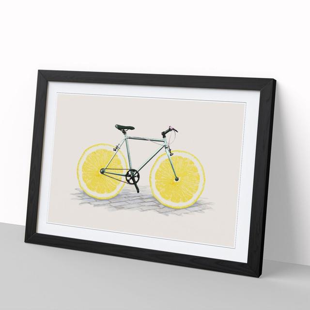 Lemon Bicycle - Picture Frame Painting on MDF East Urban Home Size: 27cm H x 36cm W x 2cm D, Frame Option: Black Framed on Productcaster.