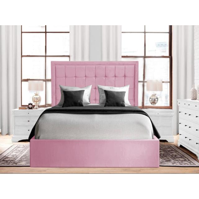 Ahian Upholstered Bed Frame Canora Grey Size: Small Double (4'), Colour: Pink on Productcaster.