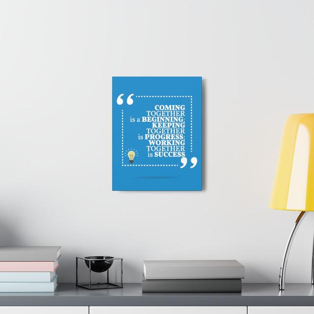 Together Is Success - Wrapped Canvas Typography Blue Elephant Size: 41cm H x 30cm W on Productcaster.