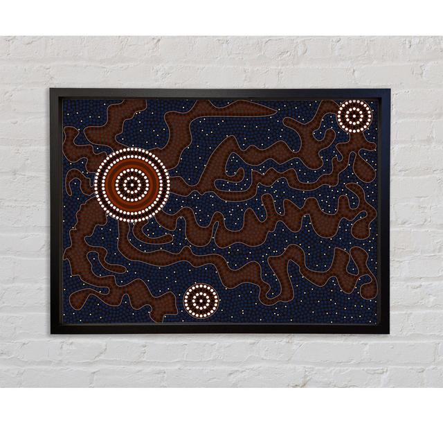 Aborigine-Muster 3 - Einzelner Bilderrahmen Kunstdrucke auf Leinwand Bright Star Größe: 100 cm H x 141,4 cm B x 3,3 cm T on Productcaster.