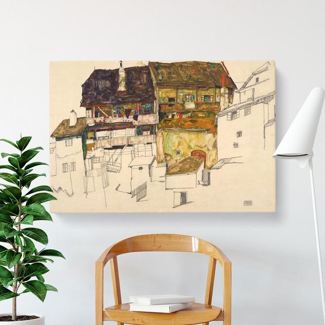 Old Houses In Krumau by Egon Schiele - Wrapped Canvas Painting East Urban Home Size: 50cm H x 76cm W x 3cm D on Productcaster.