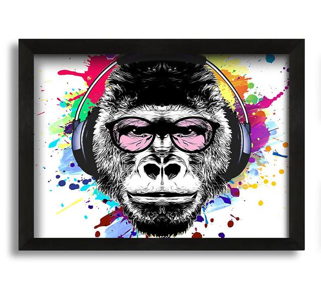 Gorilla Glasses Paint Splatter - Picture Frame Graphic Art on Canvas Maturi Size: 60cm H x 84cm W x 10cm D on Productcaster.