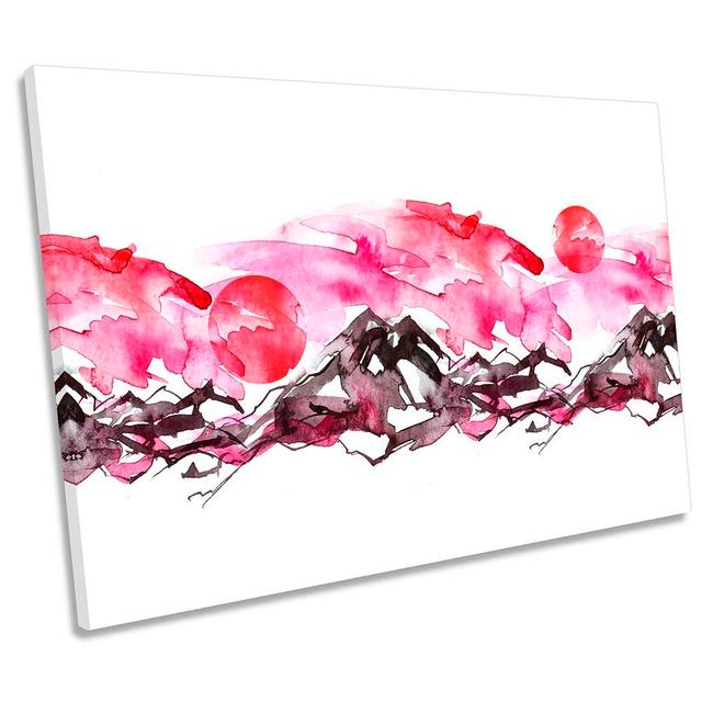 Pink Abstract Mountain Repro Framed CANVAS PRINT Wall Art Ivy Bronx Size: 30.5cm H x 45.7cm W x 2cm D on Productcaster.