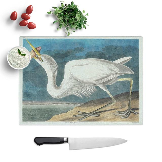 Glass Great White Heron by John James Audubon Chopping Board East Urban Home Size: 28.5 cm W x 20 cm L on Productcaster.