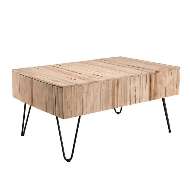 Rectangular Coffee Table made of Teak Solid Wood in Brown by Union Rustic on Productcaster.