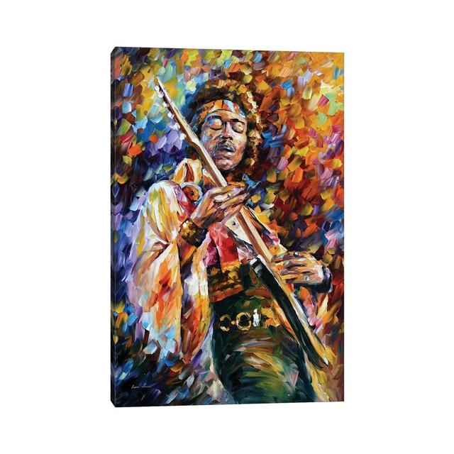 Jimi Hendrix by Leonid Afremov - Wrapped Canvas Painting Langley Street Size: 66.04cm H x 45.72cm W x 1.91cm D on Productcaster.