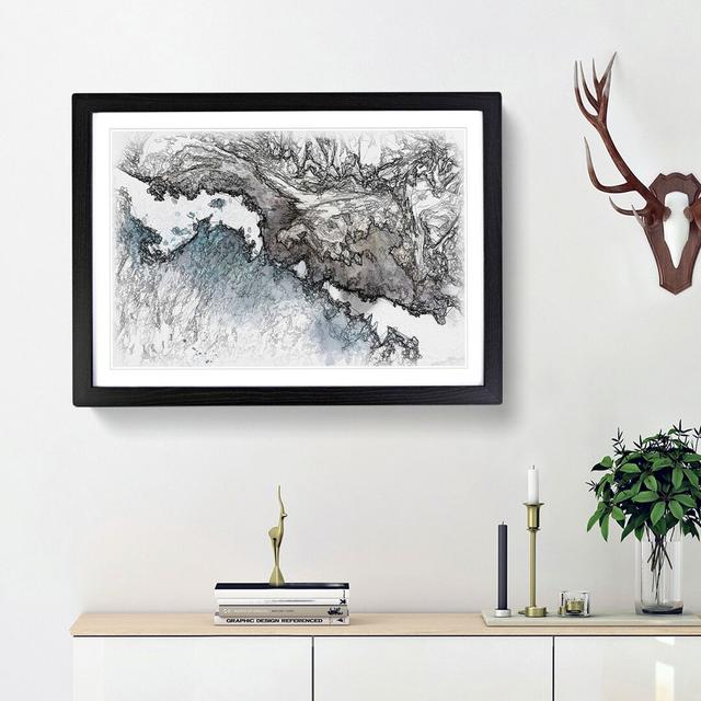 The Coast of Honolulu Hawaii Sketch - Picture Frame Graphic Art Print East Urban Home Frame Option: Black Framed, Size: 36cm H x 48cm W x 2cm D on Productcaster.