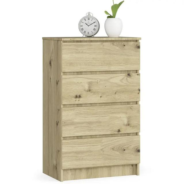 Chest Of Drawers, Dresser With 4 Drawers 99 x 60 x 40 cm Ivy Bronx Colour: Natural Oak on Productcaster.