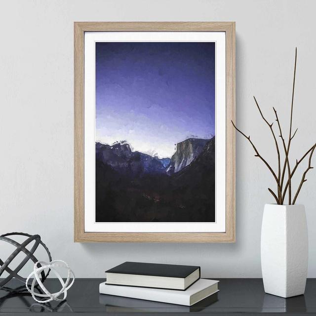 Yosemite Valley at Night in California in Abstract - Picture Frame Graphic Art Print East Urban Home Size: 50cm H x 35cm W x 2cm D, Frame Option: Oak on Productcaster.