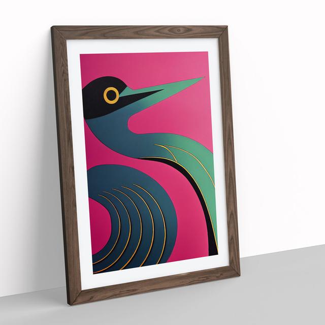 Curved Bird - Picture Frame Graphic Art Metro Lane Size: 64cm H x 46cm W x 2cm D, Frame Colour: Walnut on Productcaster.