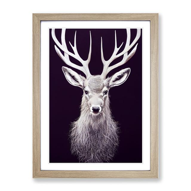 Wonderful Stag - Picture Frame Graphic Art Alpen Home Size: 46cm H x 34cm W x 2cm D, Frame Option: Oak Framed, Matte Colour: White on Productcaster.