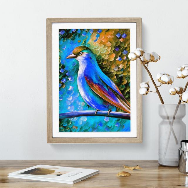 View of a Bird No.2 - Picture Frame Painting Marlow Home Co. Size: 34cm H x 25cm W x 2cm D, Frame Colour: Oak Framed on Productcaster.