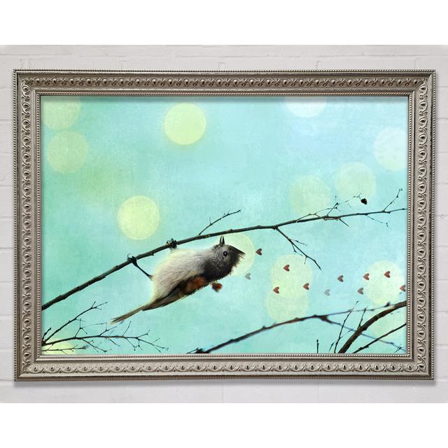 Bird Love Hearts - Print Ophelia & Co. Format: Silver Framed Paper, Size: 100cm H x 141.4cm W x 3cm D on Productcaster.