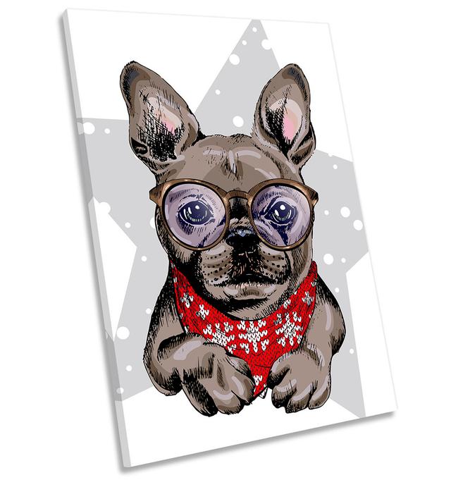 French Bulldog Star Picture CANVAS WALL ART Portrait Print Grey Happy Larry Size: 76.2cm H x 50.8cm W x 2cm D on Productcaster.