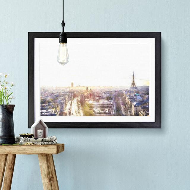 Sunlight over the Paris Skyline - Picture Frame Graphic Art East Urban Home Size: 24cm H x 33cm W x 2cm D, Format: Black Framed on Productcaster.