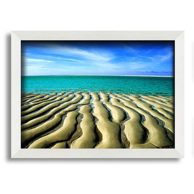 Sand Patterned Ocean House of Hampton Size: 21cm H x 29.7cm W, Format: White Framed Paper on Productcaster.