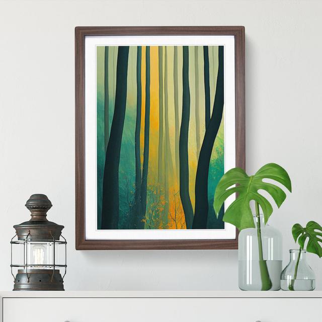 Lost in the Forest - Picture Frame Graphic Art Alpen Home Size: 64cm H x 46cm W x 2cm D, Frame Colour: Walnut on Productcaster.