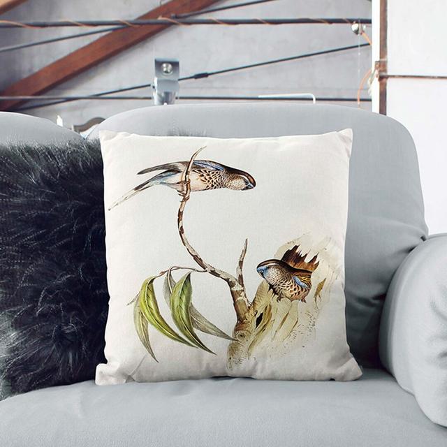 Bouke's Grass-Parakeets by Elizabeth Gould Cushion with Filling East Urban Home Size: 55cm H x 55cm W x 20cm D, Backing Colour: Stone on Productcaster.