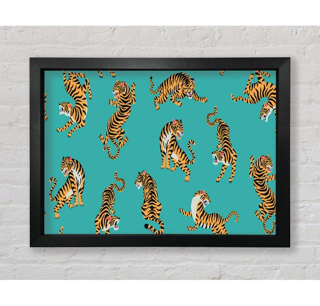 Turquoise Tiger Pattern - Single Picture Frame Art Prints Latitude Vive Size: 42cm H x 59.7cm W x 3.4cm D on Productcaster.