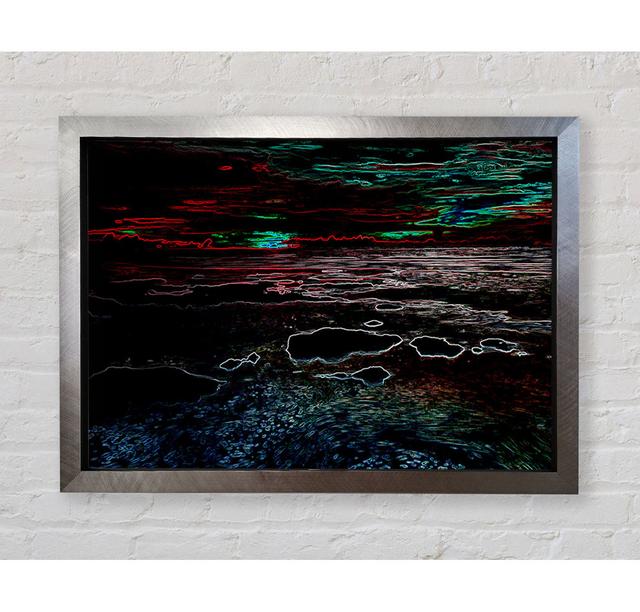 Abstract Neon Seascape - Print Bright Star Size: 59.7cm H x 84.1cm W x 3.4cm D on Productcaster.