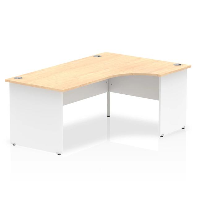 Impulse L-Shaped Computer Desk Inbox Zero Size: 73cm H x 180cm W x 120cm D, Colour: Maple/White, Orientation: Right Hand Facing on Productcaster.