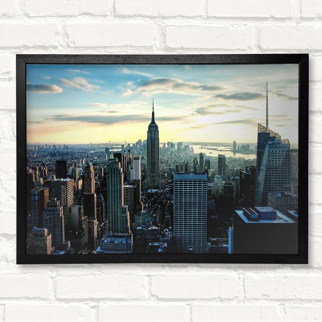 New York View Below The Sky - Closed Corner Frame Art Prints on Wood Latitude Run Size: 42cm H x 59.7cm W on Productcaster.