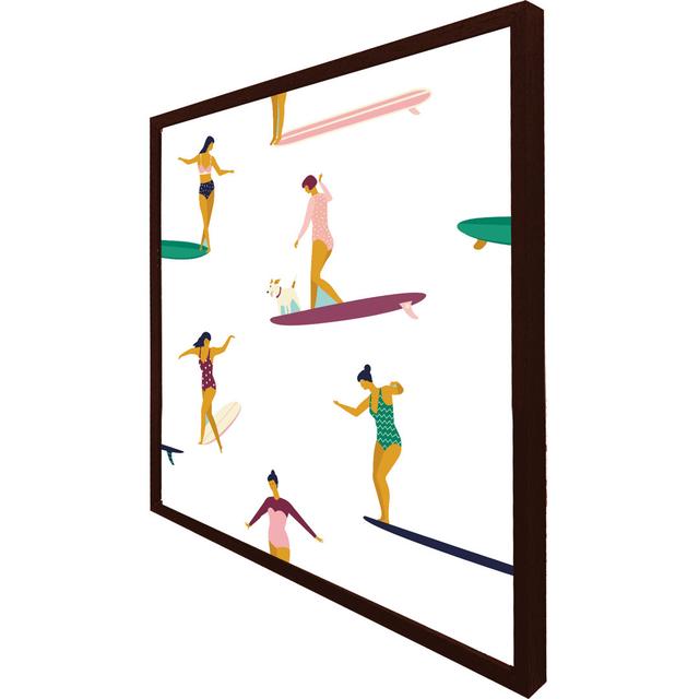 Crumbley Female Surfers - Single Picture Frame Art Prints House of Hampton Size: 76cm H x 76cm W x 4cm D, Format: Brown Framed on Productcaster.