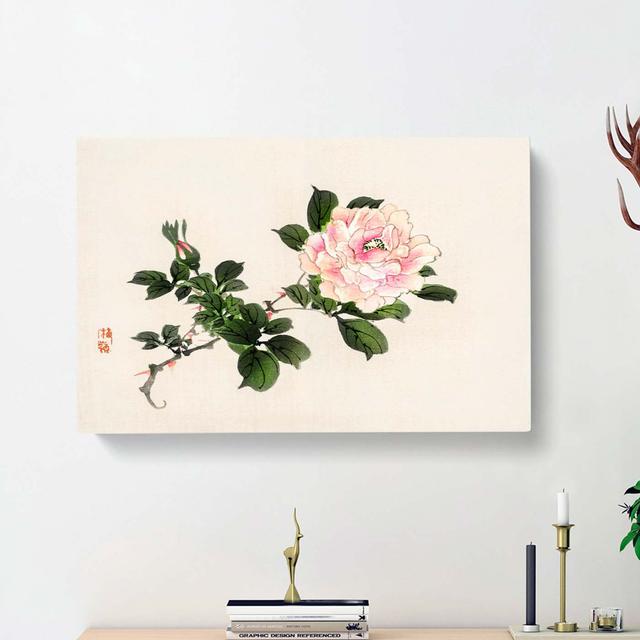 Pink Peony Flower by Kono Bairei - Wrapped Canvas Painting East Urban Home Size: 50cm H x 76cm W x 3cm D on Productcaster.