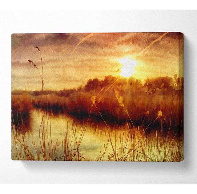 Sunset At Bieslandse Forest - Wrapped Canvas Art Prints ClassicLiving Size: 66cm H x 106.6cm W x 10cm D on Productcaster.