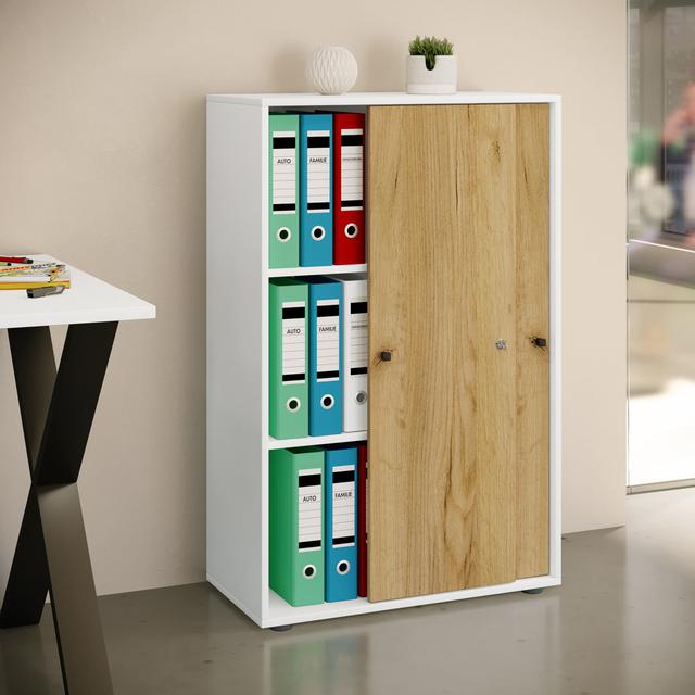 Reyanna Storage Cabinet 17 Stories Colour: White/Natural on Productcaster.