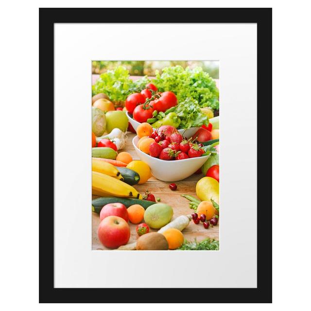 Gerahmter Kunstdruck Colourful Fruit and Vegetables East Urban Home Größe: 38cm H x 30cm B on Productcaster.