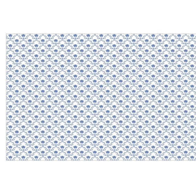 Flower Basket Semi-Gloss Wallpaper Roll East Urban Home Size: 3.36m x 225cm, Material quality: Premium (150g/m²), Colour: White/Blue on Productcaster.