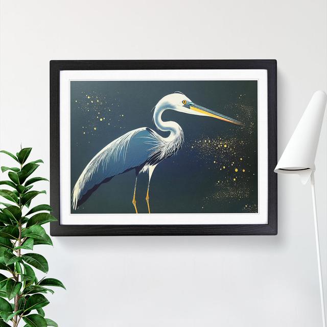 Heron Bird Splatter Vol.2 House of Hampton Frame Colour: Black, Size: 46cm H x 64cm W x 2cm D on Productcaster.