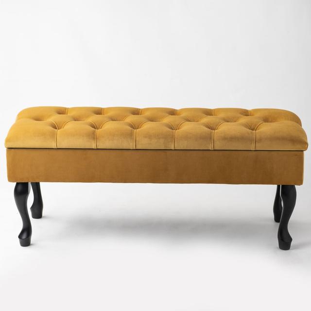 Hulse Upholstered Storage Bench Mercer41 Colour: Yellow, Size: H44 x W160 x D40cm on Productcaster.