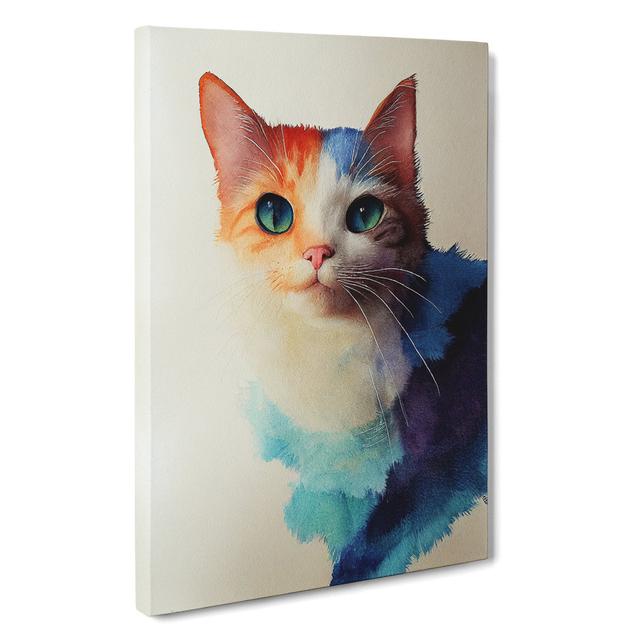 Cat in Watercolour No.4 - Wrapped Canvas Graphic Art Marlow Home Co. Size: 50cm H x 35cm W on Productcaster.