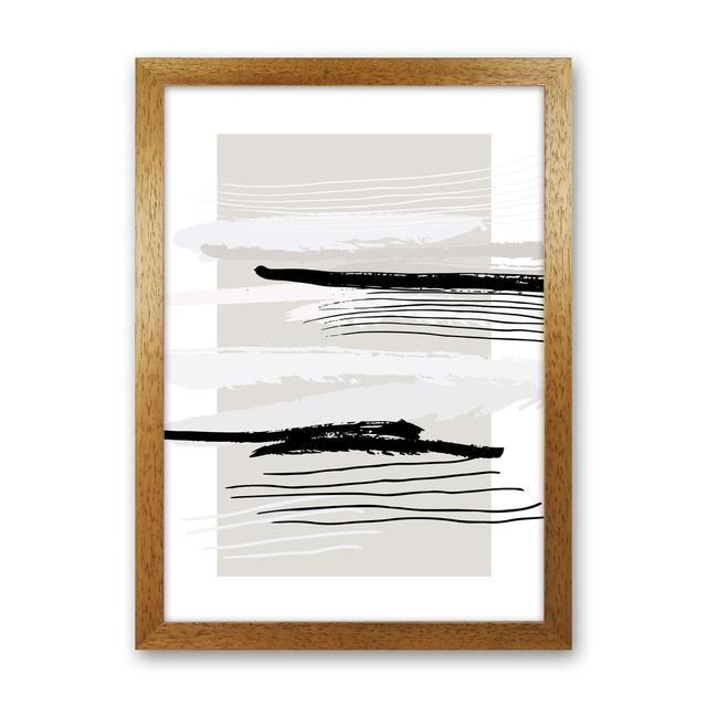 Abstracts Pennellate Linee Grey White Black by Planeta444 - Print 17 Stories Frame Option: Brown Framed, Size: 88cm H x 64cm W x 3cm D on Productcaster.