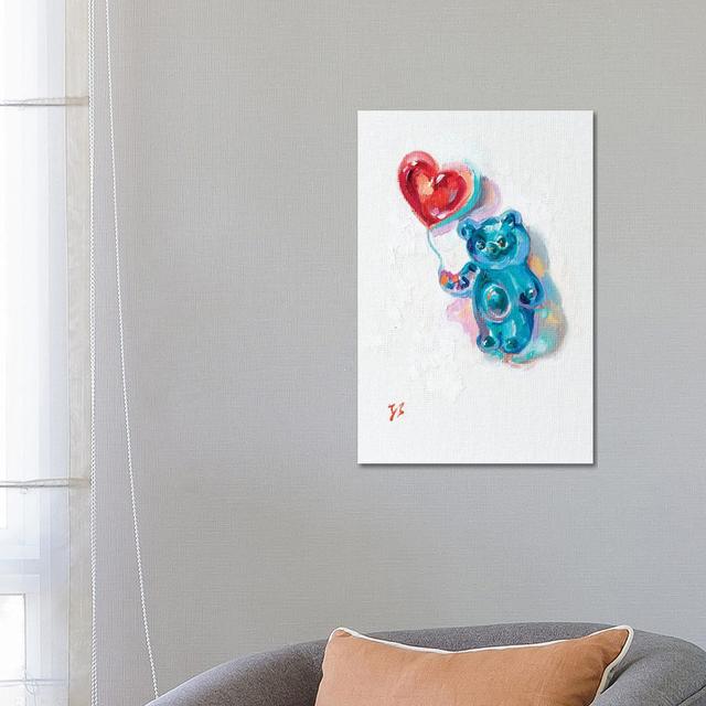 Rubber Bear with a Hear by Katharina Valeeva - Wrapped Canvas Painting Happy Larry Size: 66.04cm H x 45.72cm W x 1.91cm D on Productcaster.