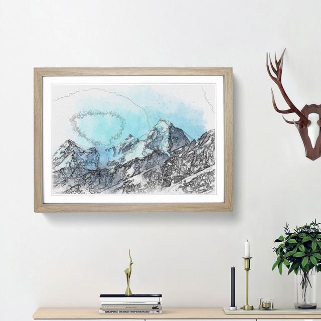 Mountain Blues in Abstract - Picture Frame Drawing Print East Urban Home Frame Option: Oak Framed, Size: 62cm H x 87cm W x 2cm D on Productcaster.