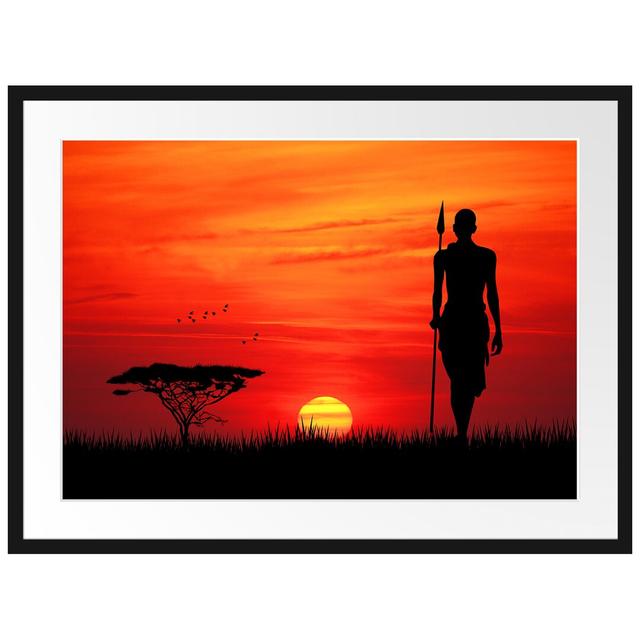 Gerahmtes Poster Roter Sonnenuntergang in Afrika East Urban Home Größe: 60 cm H x 80 cm B on Productcaster.