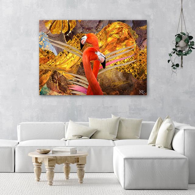 Flamingo Gold Animals - No Frame Art Prints on Canvas Feeby Size: 70cm H x 100cm W on Productcaster.