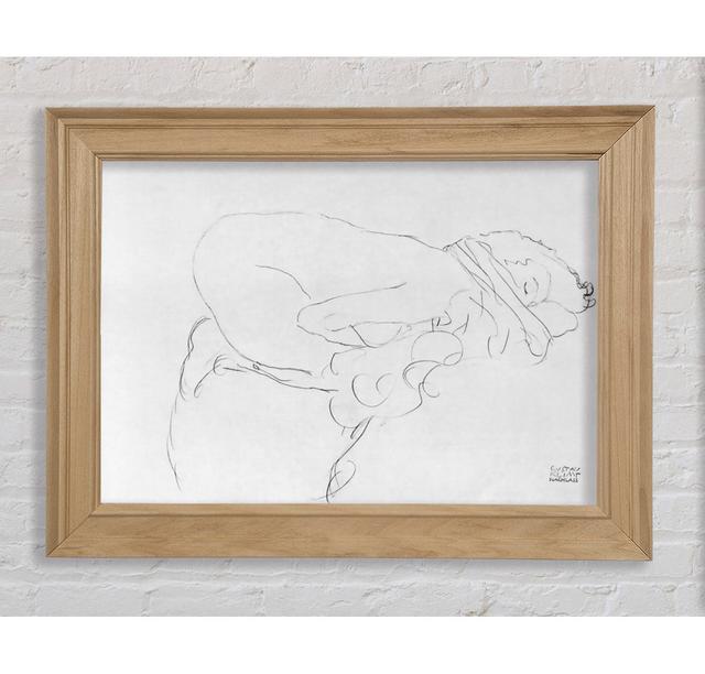 Klimt Crouching To Right Drawing Framed Print Ivy Bronx Format: Natural Framed Paper, Size: 84.1cm H x 118.9cm W x 8cm D on Productcaster.