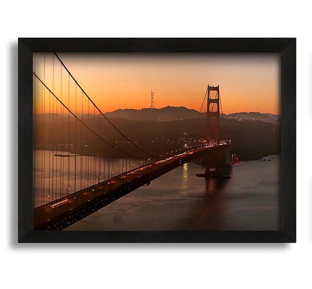 Golden Gate Bridge Sunset Glow - Single Picture Frame Art Prints on Canvas Latitude Run Size: 42cm H x 60cm W x 10cm D, Format: Black Framed Canvas on Productcaster.