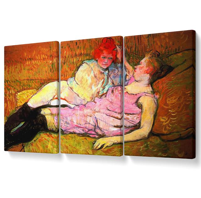 The Sofa by Henri de Toulouse-Lautrec - 3 Piece Wrapped Canvas Graphic Art Rosalind Wheeler Size: 50.8cm H x 106.6cm W on Productcaster.