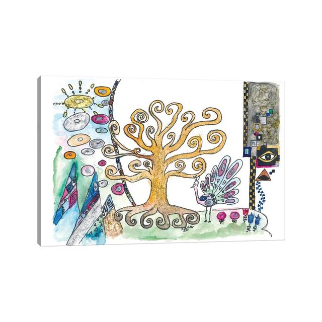 Klimt Inspired Golden Tree of Life in Spring by Markus & Martina Bleichner - Wrapped Canvas Painting Isabelle & Max Size: 45.72cm H x 66.04cm W x 3.81 on Productcaster.