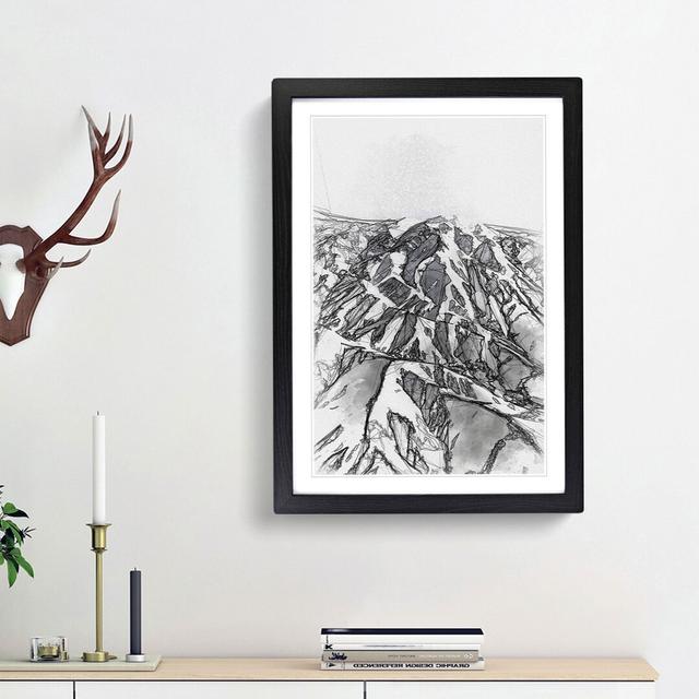 Mountain Range in Afghanistan in Abstract - Picture Frame Drawing Print East Urban Home Size: 48cm H x 36cm W x 2cm D, Frame Option: Black Framed on Productcaster.