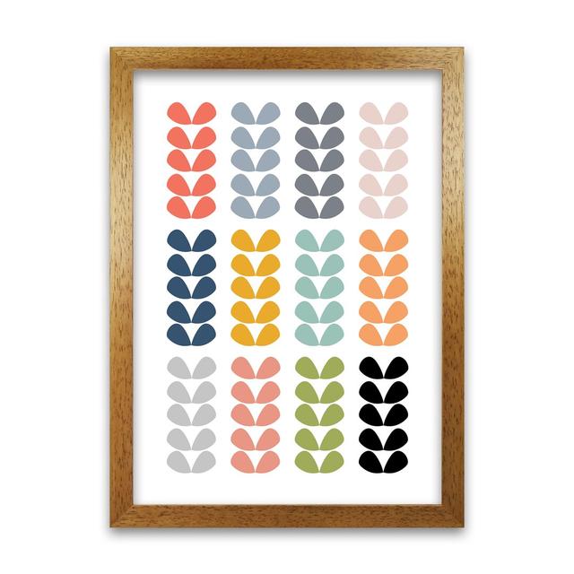 Scandinavian Folk Rainbow Leaves Original - Print Norden Home Frame Option: Oak Frame, Size: 42cm H x 30cm W x 3cm D on Productcaster.