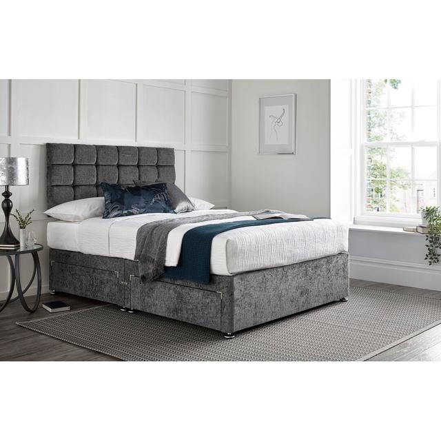 Wattenberg Divan Bed with 24" Headboard on Struts Wayfair Sleep Storage Type: 4 Drawers, Size: Super King (6'), Colour: Charcoal on Productcaster.