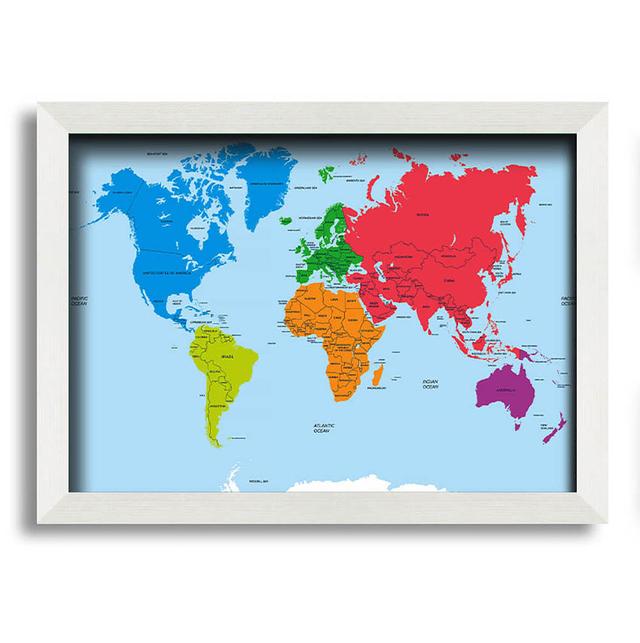 Map Of The World 1 Framed Print Wall Art Maturi Size: 42cm H x 59.7cm W x 10cm D on Productcaster.